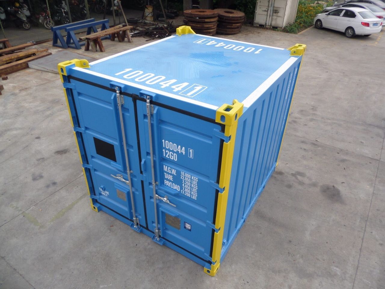 Container maritime 10 Fuß occasion Bleu jaune